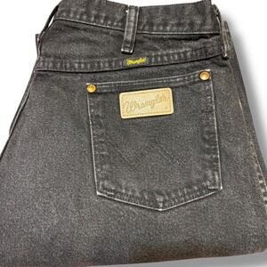 Wrangler Mens Jeans Black‎ Denim Straight Leg 36x36 Vintage Workwear